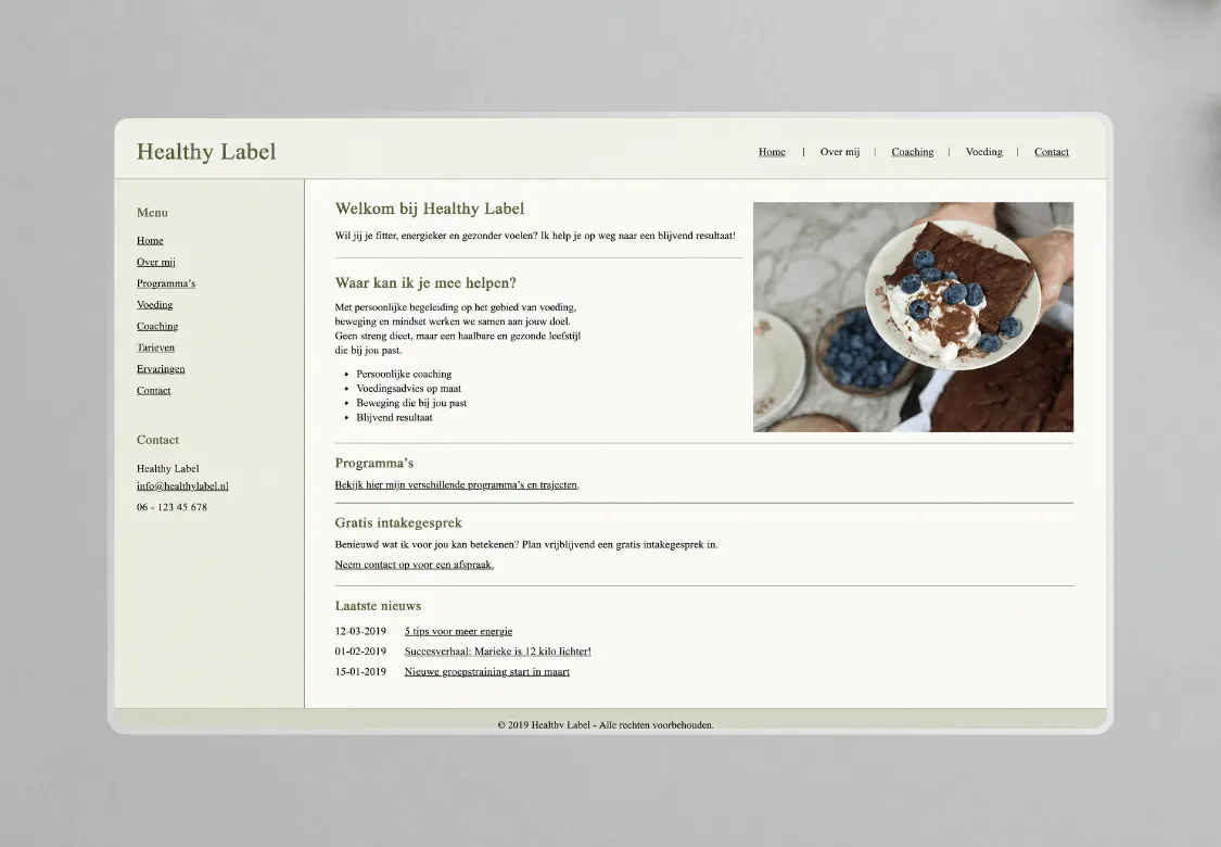 Healthy Label oude website